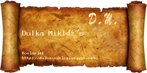 Dulka Miklós névjegykártya